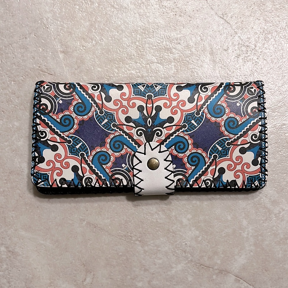 Leather wallet Boho style